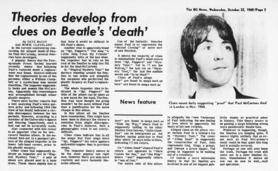 Paul McCartney’s Death Conspiracy: An In-Depth Examination