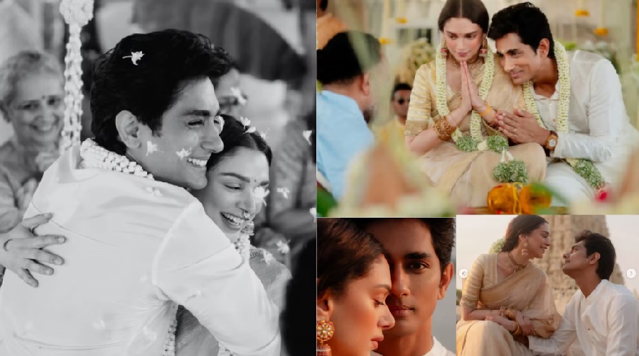 Actors Aditi Rao Hydari and Siddharth Tie the Knot in Traditional South Indian Ceremony